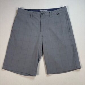 Travis Mathew Golf Shorts Men's 32 (fits 33x10) Gray Windowpane Plaid Stretch